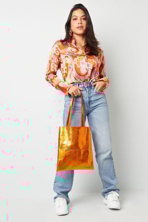 Bolso shopper metalizado Azul Poliuretano h5 Imagen3